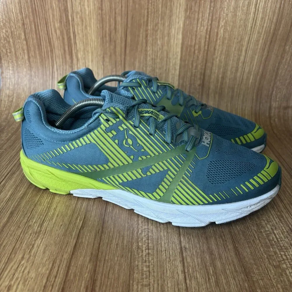 Hoka One One Tracer 2 Mens‎ Storm Blue Lime Green Running Size 11.5 Sneakers